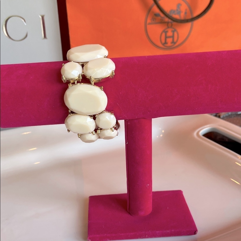 Chunky Stretchy Stone Cream Bracelet